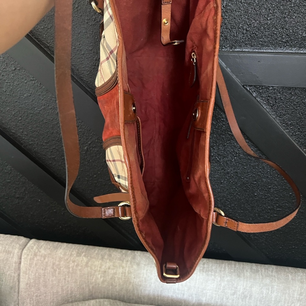 Burberry Beige and Red Plaid Tote - Picture 7 of 10
